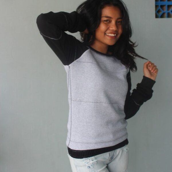 Ladies bamboo lined raglan crew sweatshirt Bamboo Raglan by Baki Clothing Company